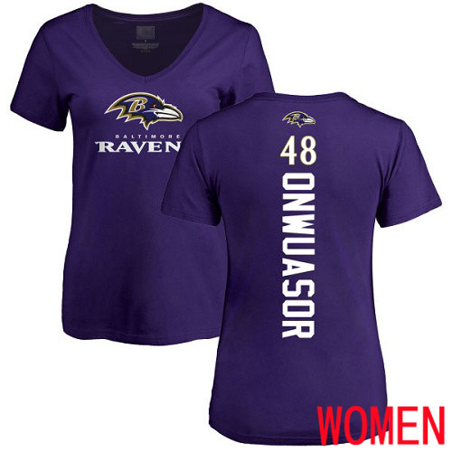Baltimore Ravens Purple Women Patrick Onwuasor Backer NFL Football #48 T Shirt